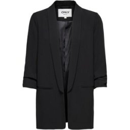 ONLY ONLY Ruched Sleeve Workwear 100% Cotton Blazer Noir FR 38 (EU 36)