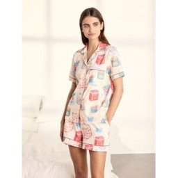 Chelsea Peers Chelsea Peers Cotton Tea Party Print Short Pyjamas Set naturel FR 42 (EU 40)