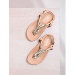 Lipsy Sandales Lipsy à entre-doigts ornées de strass et semelle intérieure plate. Nue EU 40 (UK 7) L