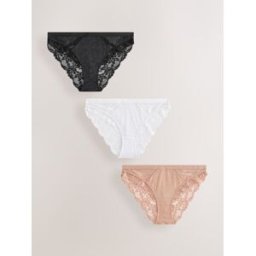 Next Lot de 3 culottes bordées de dentelle Noir FR 40 (EU 38)