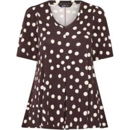Yours Curve Yours Curve Polka Dot Pleated Front Top Brun FR 48 (EU 46)