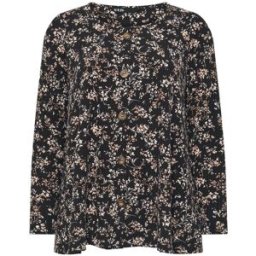 Yours Curve Haut Yours Curve côtelé à imprimé floral et boutonné Noir FR 52-54 (EU 50-52)