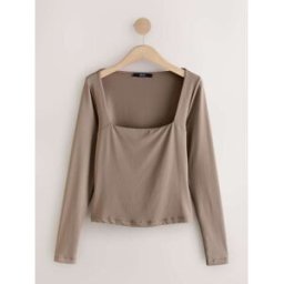 Next T-shirt à manches longues et col carré en nylon doux au toucher Brun FR 52 (EU 50)