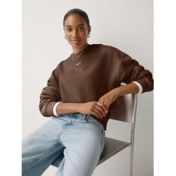 Nike Nike Studio Fleece Oversized Crew Neck Sweat Top Brun L (FR 46-48)