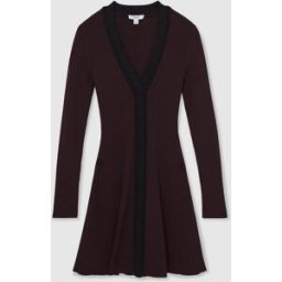 Reiss Reiss Alma Craft-Stitch Rib-Knit Mini Dress rouge XL (FR 50-52)