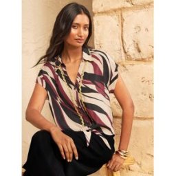 Love & Roses Love & Roses Tie Front Roll Sleeve Shirt rouge FR 38 (EU 36)