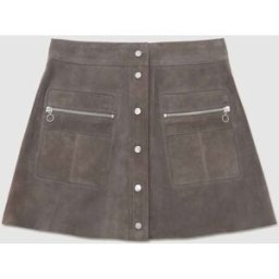 Reiss Reiss Tia Suede Zip-Pocket Mini Skirt Gris FR 36 (EU 34)