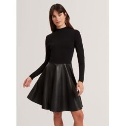 Ted Baker Ted Baker Milioa - Mini Dress With Faux Leather Skirt Noir FR 46 (EU 44)
