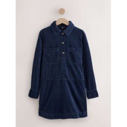 Next Mini robe à manches longues en velours côtelé bleu FR 46 Tall (EU 42 T)