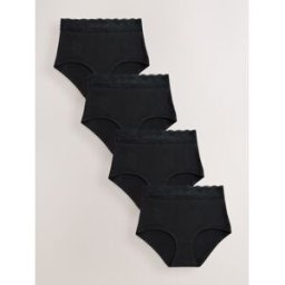 Next Culottes de stomie en coton et dentelle 4 Pack Noir FR 40 (EU 38)