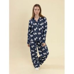 Vanilla Underground Vanilla Underground Peanuts Snoopy Button Up Long Sleeve Leg Pyjamas Set bleu XL (FR 50-52)