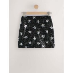 Next Mini-jupe à paillettes étoiles Noir FR 46 Regular (EU 44 R)