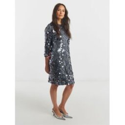 JD Williams JD Williams Disc Sequin Mini Shift Dress argenté FR 52 (EU 50)
