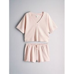 The Set The Set T-shirt à col V et short en éponge Rose L (FR 46-48)