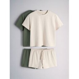 The Set Ensemble 2 Pack T-shirt Raccourci et short coordonnés Gris L (FR 46-48)