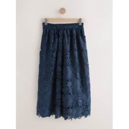 Next Jupe mi-longue en dentelle fleurie N. Premium Occasion bleu FR 44 Regular (EU 42 R)