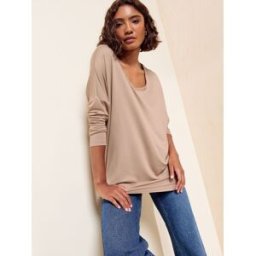 Friends Like These Friends Like These Soft Jersey Col en V Manches longues Tunique Top Brun FR 48 (EU 46)