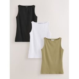 Next Gilets à col bateau riches en coton 3 Lot Noir FR 52 (EU 50)