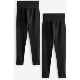 Next 2 Lot de leggings côtelés sans coutures taille haute Noir M Long (FR 42-44)