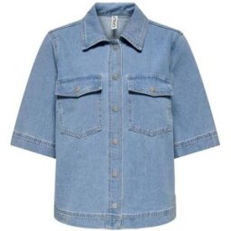 ONLY ONLY Short Sleeved Denim 100% Cotton Shirt bleu FR 38 (EU 36)