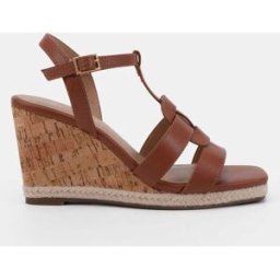 Novo Novo Balmy T-Bar Detail Cork Wedge Sandals Brun EU 40 (UK 7)