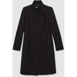 Reiss Reiss Max Wool-Blend Wrapover Mid-Length Coat Noir FR 42 (EU 40)