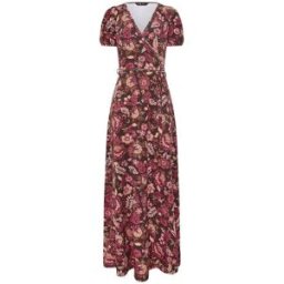 Long Tall Sally Long Tall Sally Floral Wrap Maxi Dress Brun FR 42 Tall (EU 40 T)