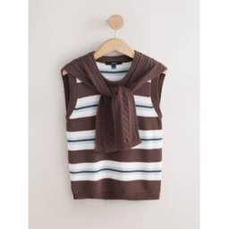 Next Écharpe en coton, pull sans manches superposé Brun XS Reg (FR 36)