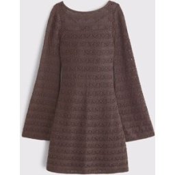 Abercrombie & Fitch Abercrombie & Fitch Long Sleeve Crochet Style Mini Dress Brun M (FR 42-44)