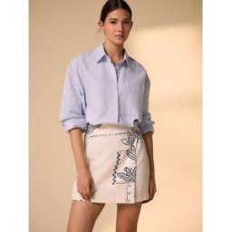 Next Palm Print Wrap Mini Skirt crème FR 42 Regular (EU 40 R)