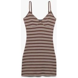 Superdry V-Neck Striped Mini Dress Brun FR 38 (EU 36)
