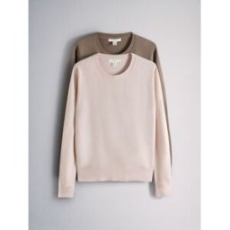 The Set The Set 2 Pack Soft Knit Crew Neck Long Sleeve Jumpers Brun M (FR 42-44)