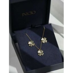 Inicio Inicio Cubic Zirconia Clover Set Gift Box doré Un an