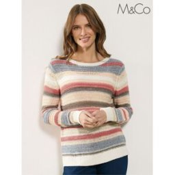 M & Co M & Co Multi Stripe Tape Jumper crème FR 44-46 (EU 42-44)