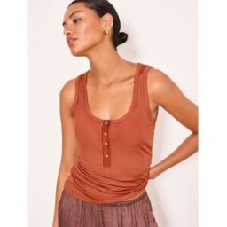 Lipsy Débardeur Henley côtelé Lipsy Brun FR 42 (EU 40)