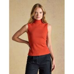 Joules Joules Ribbed Cotton Rich Sleeveless Roll Neck orange FR 44 (EU 42)