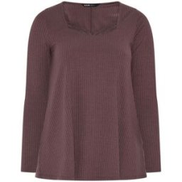 Yours Curve Yours Curve Lace Insert Swing Top Brun FR 56-58 (EU 54-56)