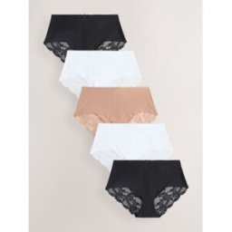Next Culotte invisible à dos en dentelle, sans marques de sous-vêtements 5 Pack Noir FR 40 (EU 38)