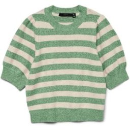 VERO MODA Pull Vero Moda en maille à col rond et manches bouffantes vert FR 36 (EU 34)