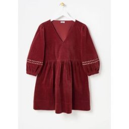 Oliver Bonas Oliver Bonas Corduroy Embroidered Sleeve V-Neck Mini Dress rouge FR 44 (EU 42)