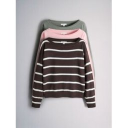 The Set The Set Knitted Slash Neck Jumpers 3 Pack Brun XS (FR 36)