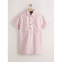 Next Robe mini en Denim utilitaire à Manches courtes Rose S Regular (FR 38-40)