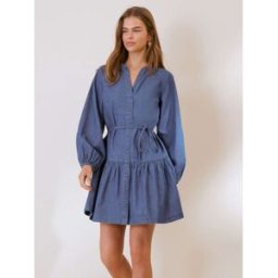 Friends Like These Friends Like These Tie Waist Lightweight Denim Mini Dress bleu FR 44 (EU 42)