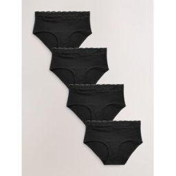 Next Lot de 4 culottes en coton et dentelle Noir FR 40 (EU 38)