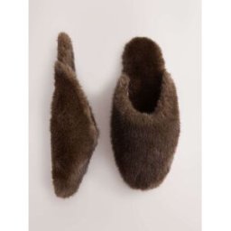 Next Chaussons mules en fourrure Brun Très grand