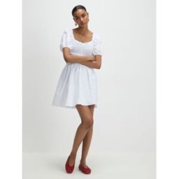 River Island River Island Puff Sleeve Shirred Mini Dress pâle FR 38 (EU 36)