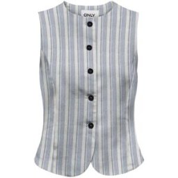ONLY ONLY Striped Round Neck Waistcoat bleu FR 42 (EU 40)