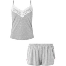Accessorize Accessorize Lace Trim Short Pyjamas Set Gris L (FR 46-48)