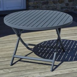 City Garden - Table de jardin pliante Marius en aluminium gris anthracite - D.110x73 cm OS