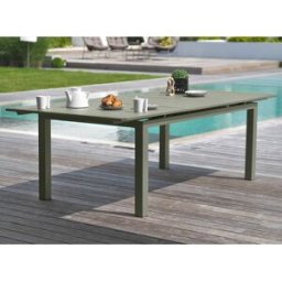 DCB Garden - Table de jardin Miami en aluminium extensible kaki - 180/240x100x77 cm OS